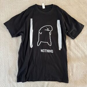 Tultex 202 Nothing Graphic Tee Black Ring Spun Cotton T-Shirt Mens Size M